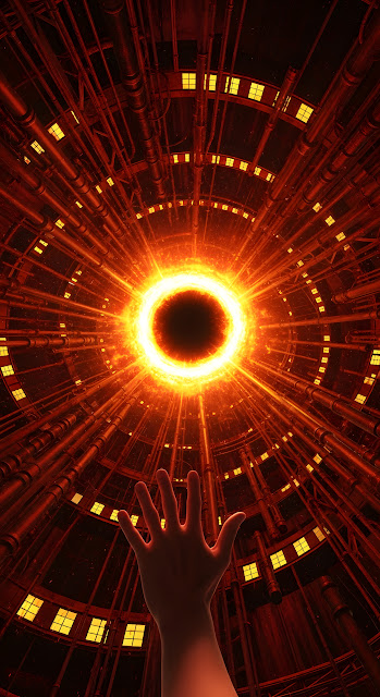 Industrial Reactor Core Tunnel Orange Glow Hand Reaching - Free mobile Wallpaper