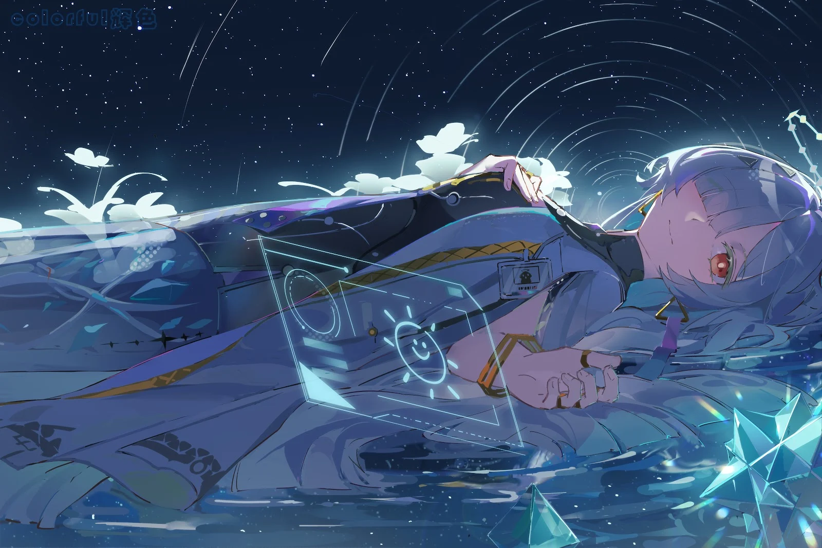 Dreamy Sci-Fi Character Under Stars - Digital Illustration Art 5K Wallpaper (6030x4020)