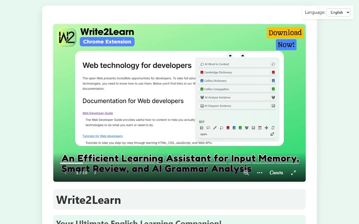 Captura de Write2Learn