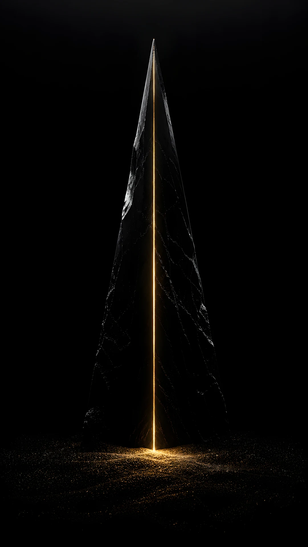 Minimalist Monolithic Black Prism with Gold Inlay Wallpaper - Free 4K mobile Wallpaper