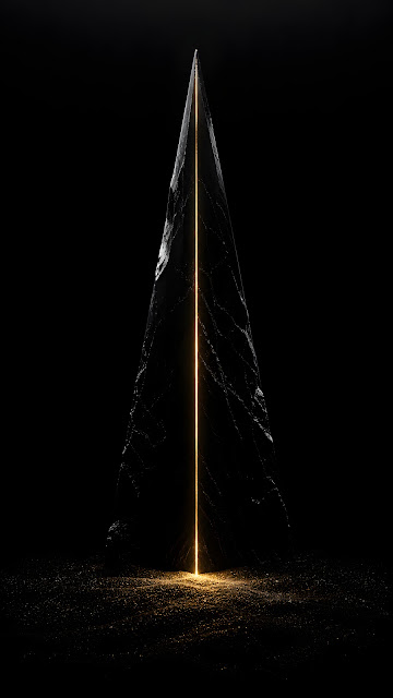 Minimalist Monolithic Black Prism with Gold Inlay Wallpaper - Free mobile Wallpaper