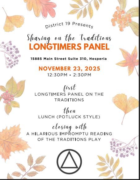 Flyer: Sharing on the Traditions – Longtimers Panel