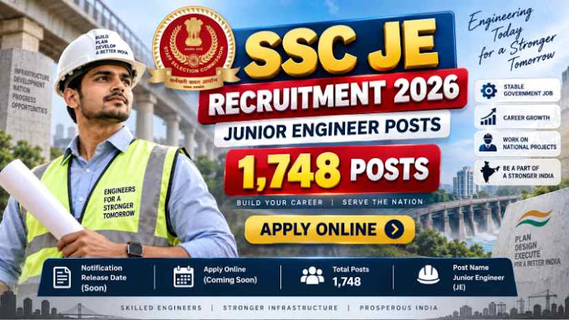 SSC JE Recruitment 2026 Junior Engineer Civil Electrical Mechanical