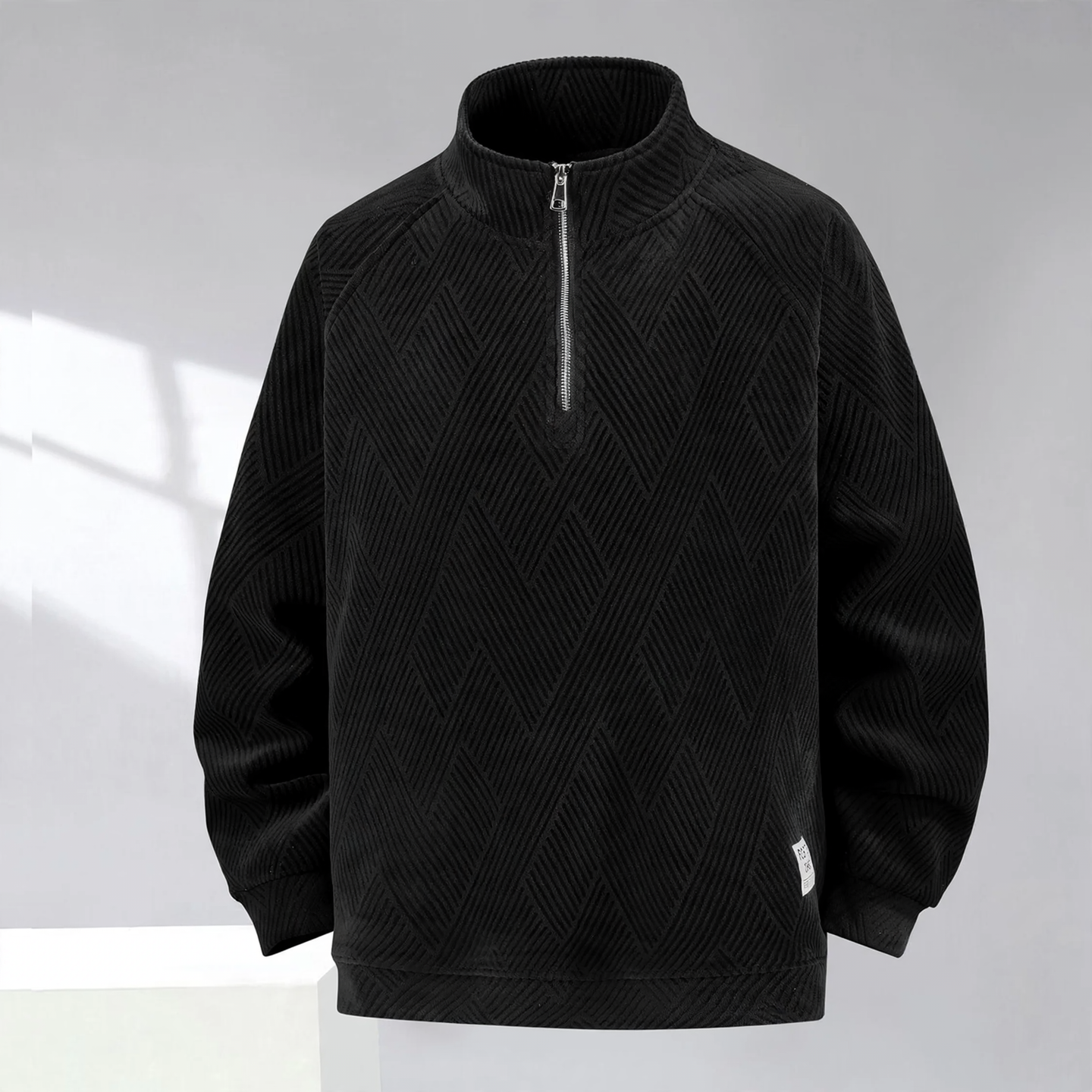 Gefütterter Herren-Sweater mit Reißverschluss, Übergröße