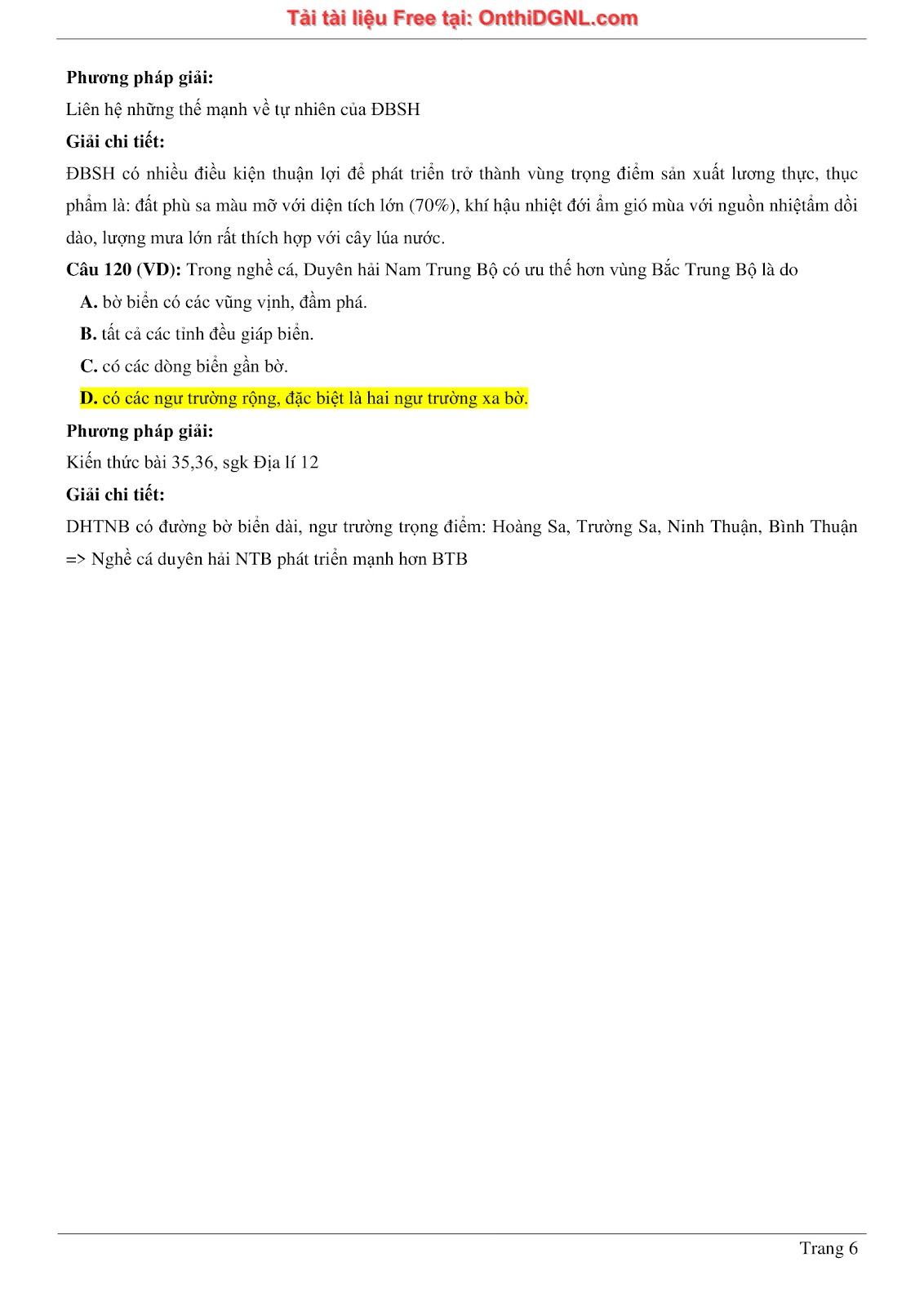 150bài tập môn Địa Lý - Ôn thi ĐGNL ĐHQG TP hà nội Phần 13