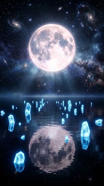 Surreal Celestial Moon and Ocean AMOLED Wallpaper - Free mobile Wallpaper