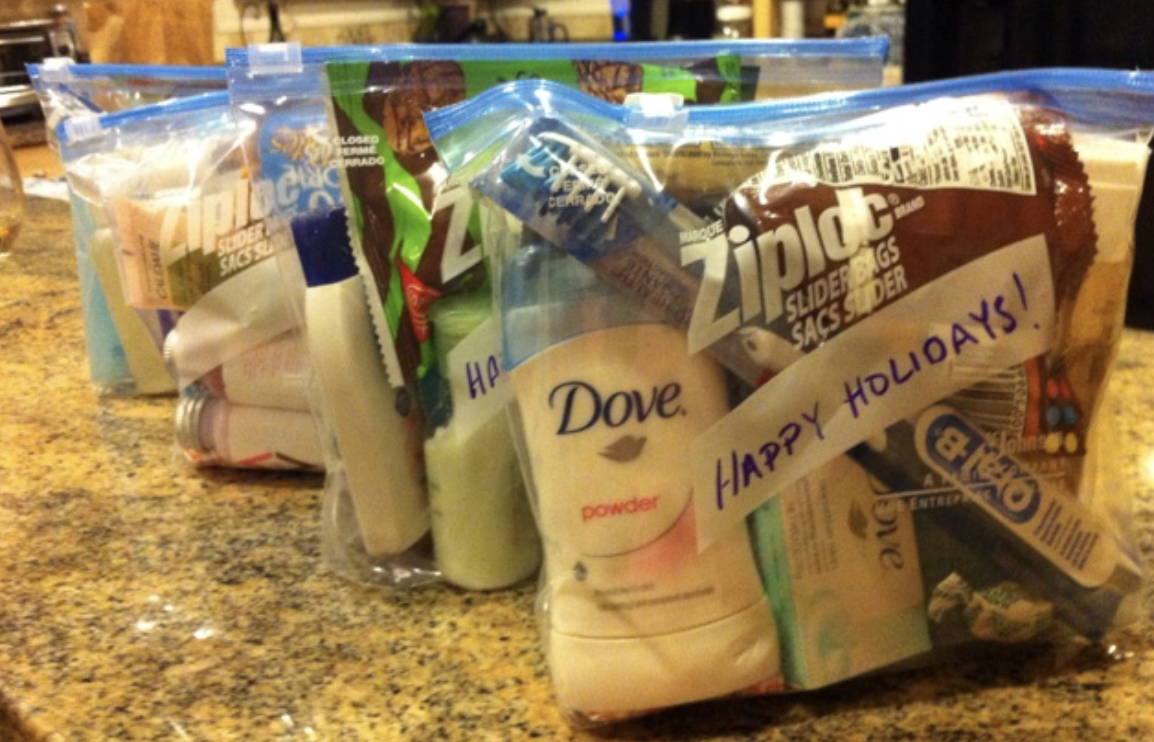 Enosis homeless essentials kits prepared for community outreach