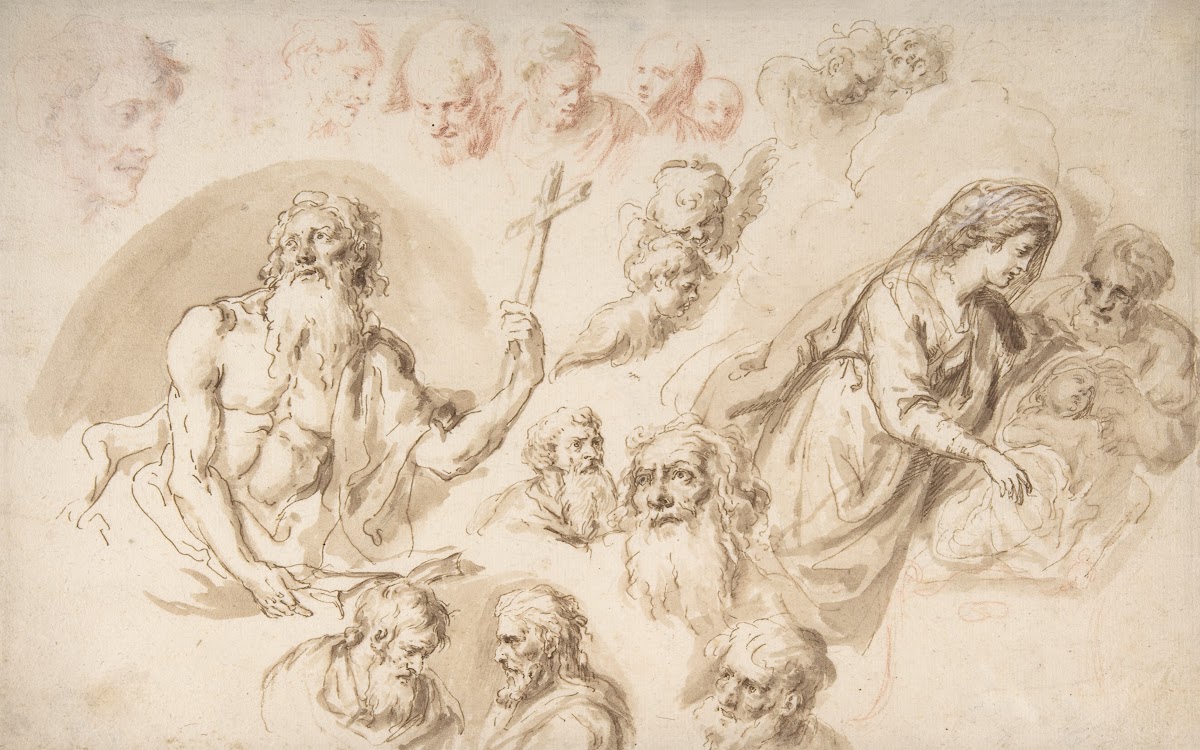 Study for a Nativity Bearded Male Saint and Head Studies 17501815