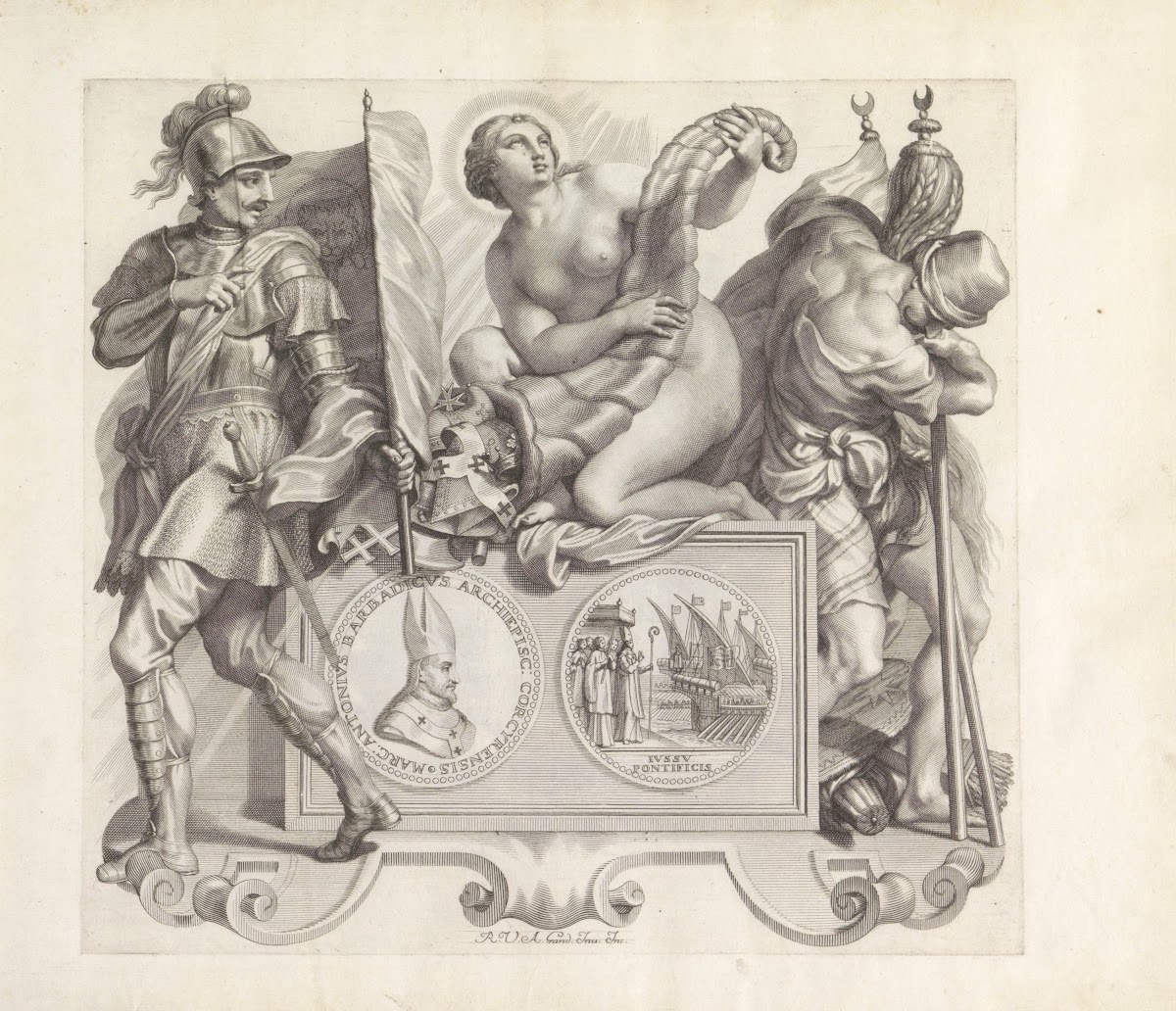 Portret van Marcantonio Barbarigo en de personificatie van Gods Gunst 1673 1743
