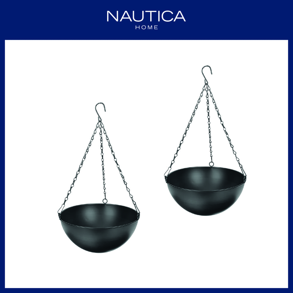 Set de porta macetas colgantes de metal Nautica™ color negro, 2 piezas