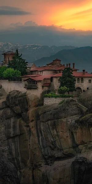 Meteora, Greece, Monastery, Cliffside 5K Wallpaper Background
