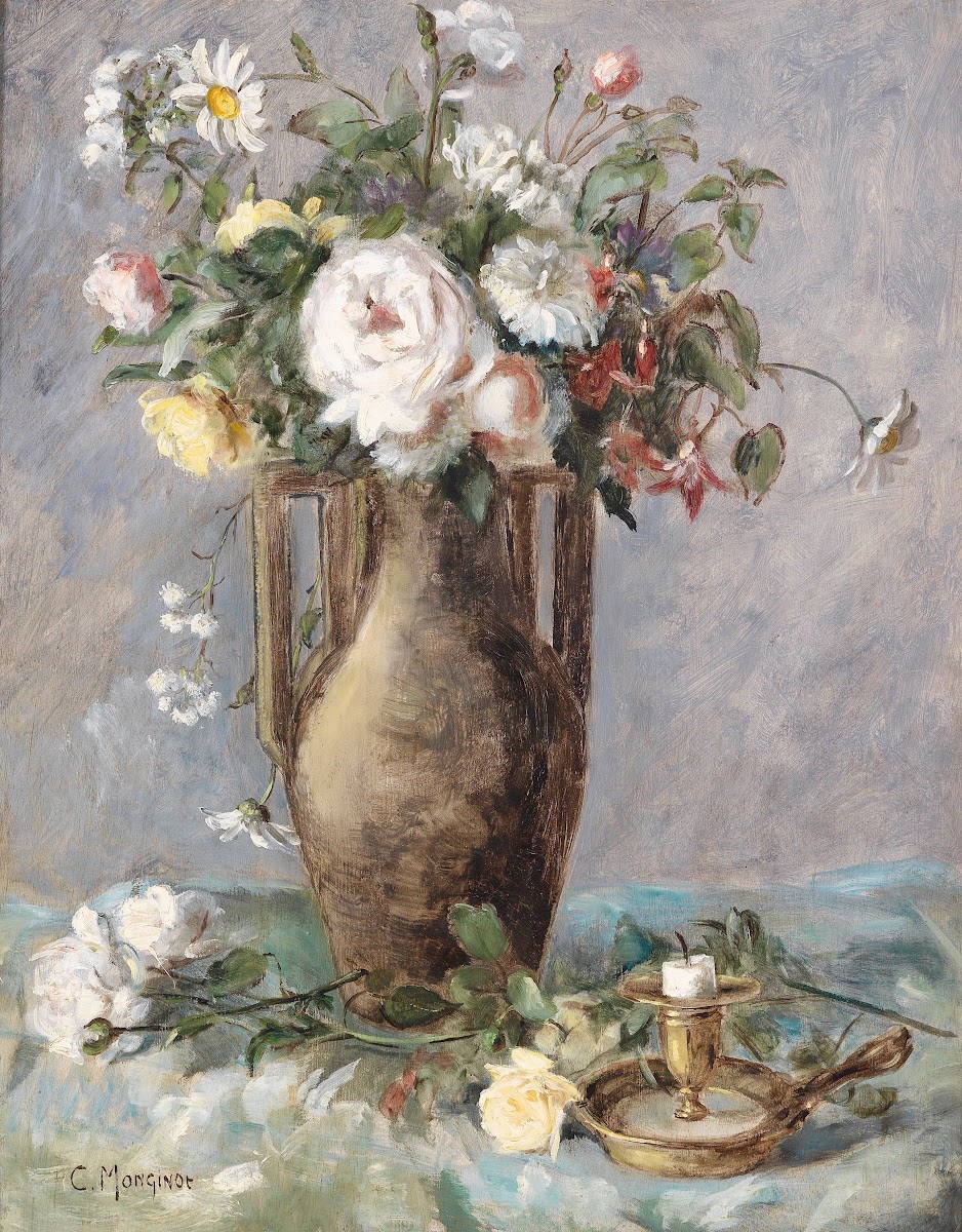 Blumenstück mit Kerzenhalter