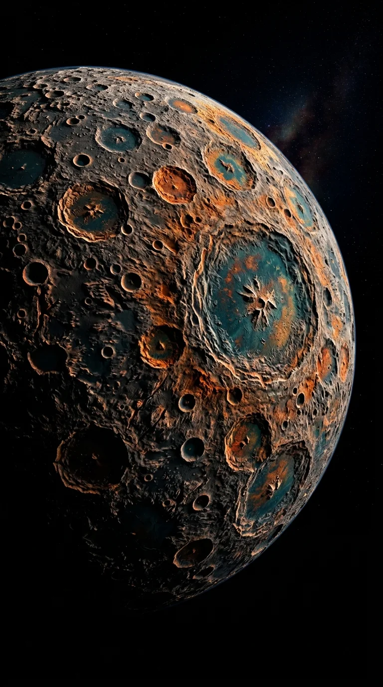 Mercury Like Textured Planet in Dark Space - Free 4K mobile Wallpaper