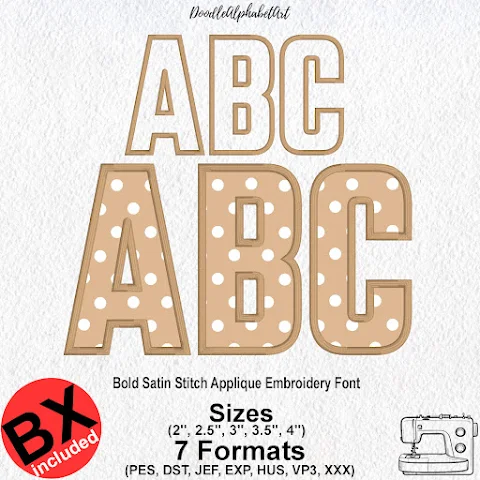 Teko Satin Applique Embroidery font machine embroidery font preview