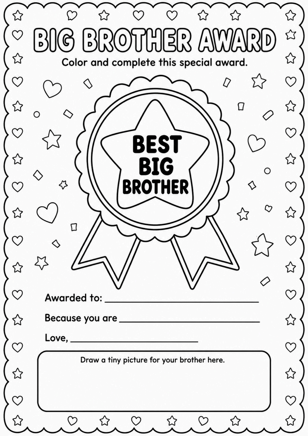Big Brother Award Coloring Page