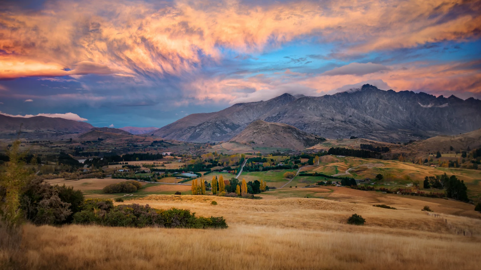 Mountain Landscape, Scenic View, Colorful Sky, Rural Area 4K Wallpaper Background (3840x2160)
