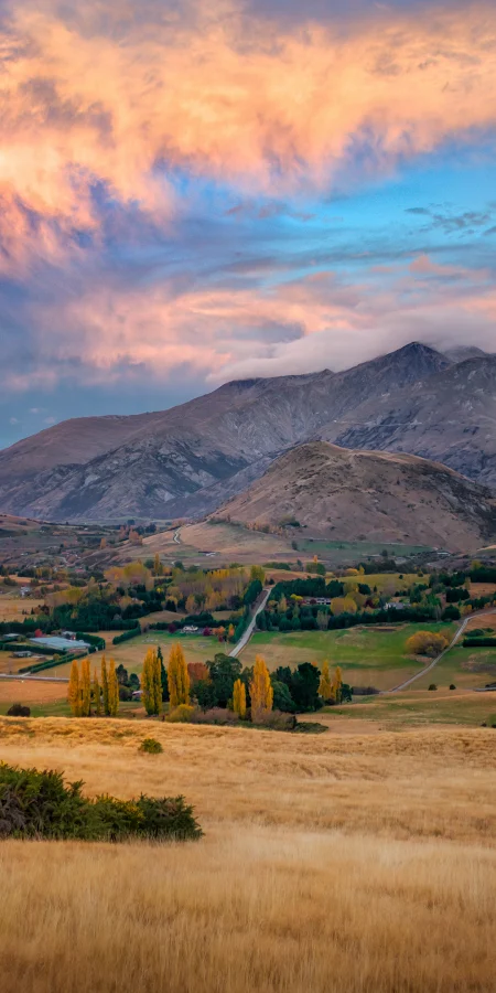 Mountain Landscape, Scenic View, Colorful Sky, Rural Area 4K Phone Wallpaper