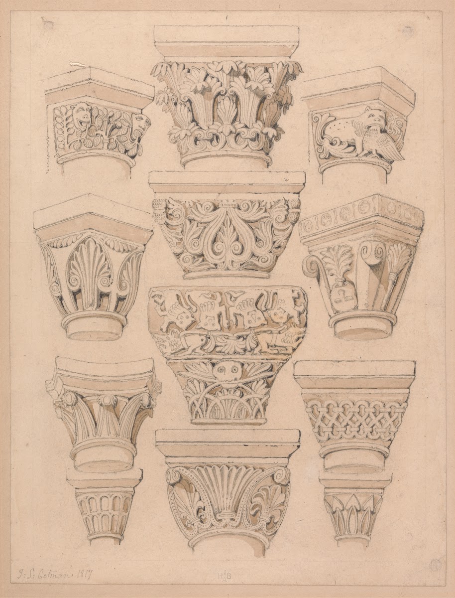 Capitals in the Abbey Church of St Georges de Bocherville near Rouen Normandy 18