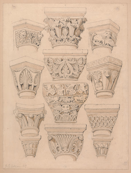 Capitals in the Abbey Church of St Georges de Bocherville near Rouen Normandy 18