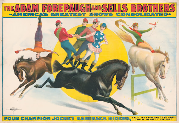 Four champion jockey bareback riders 1900