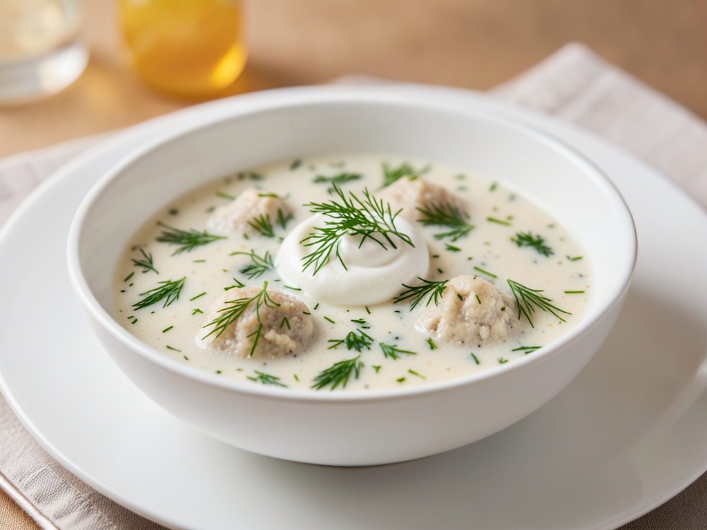 Салма с катыком и зеленью (Татарские клёцки в кисломолочном супе)
