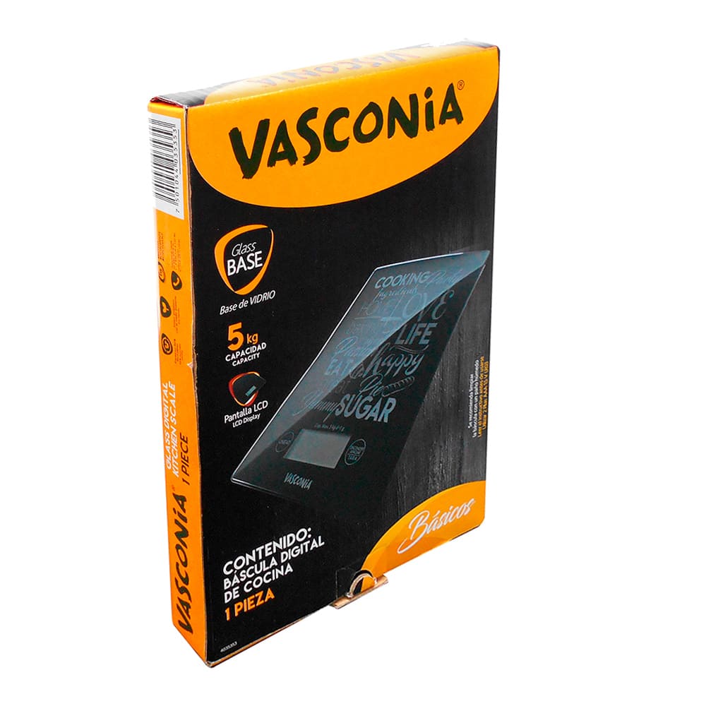 Báscula digital de cocina de vidrio Vasconia™ color negro
