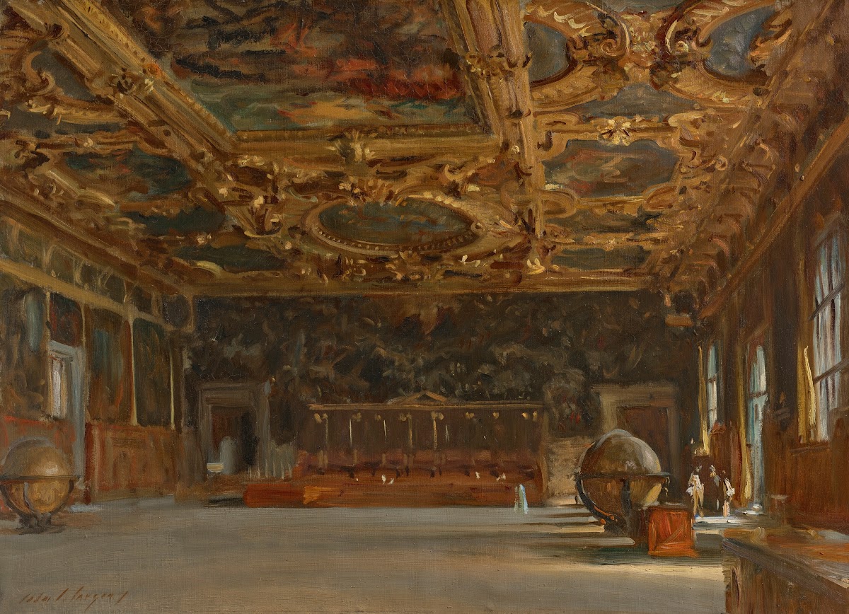 Hall of the Grand Council Doges Palace Venice circa 1898