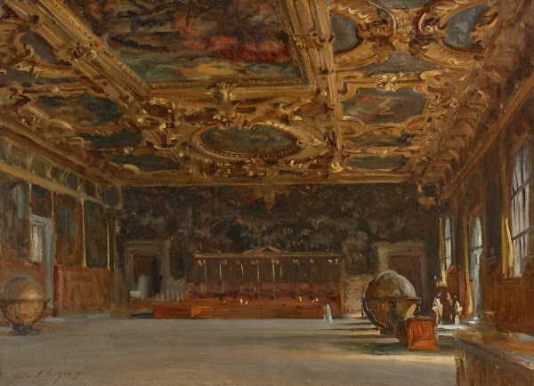 Hall of the Grand Council Doges Palace Venice circa 1898
