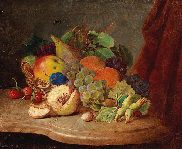 Still Life with Basket of Fruit and Bee