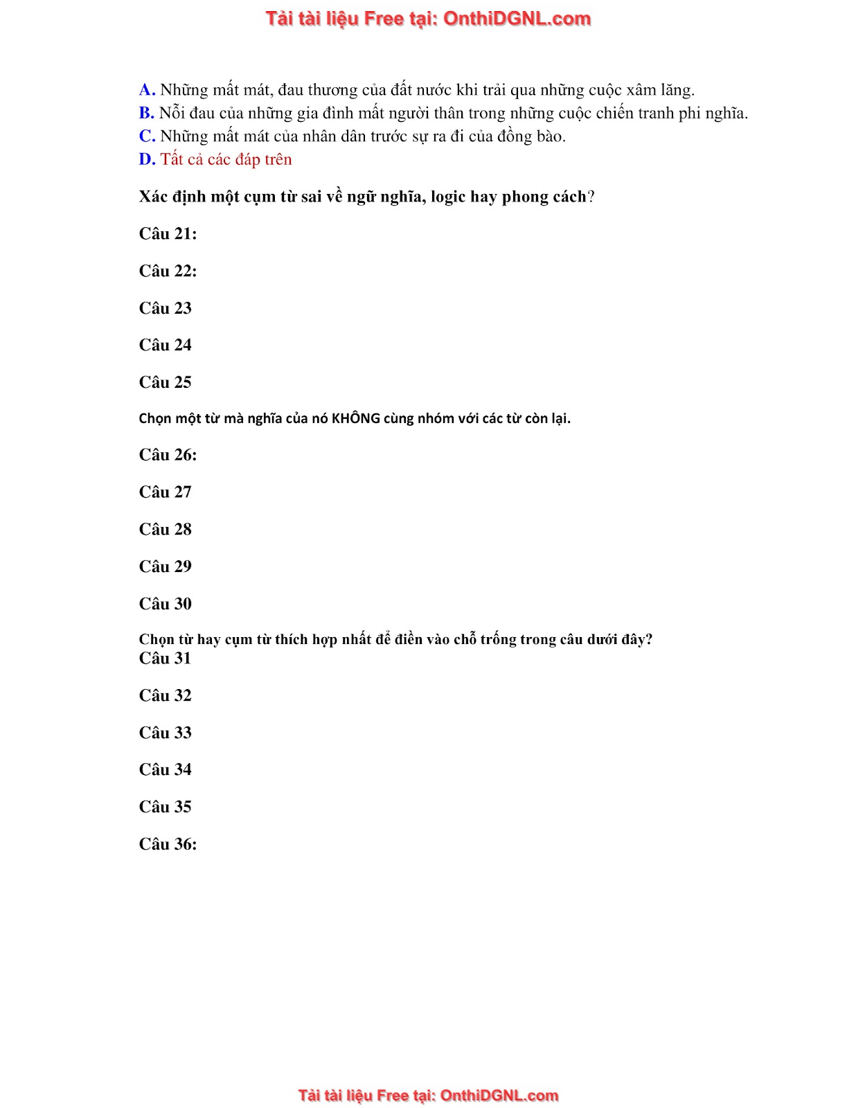 39 Đề ôn HSA - ĐỊnh tính