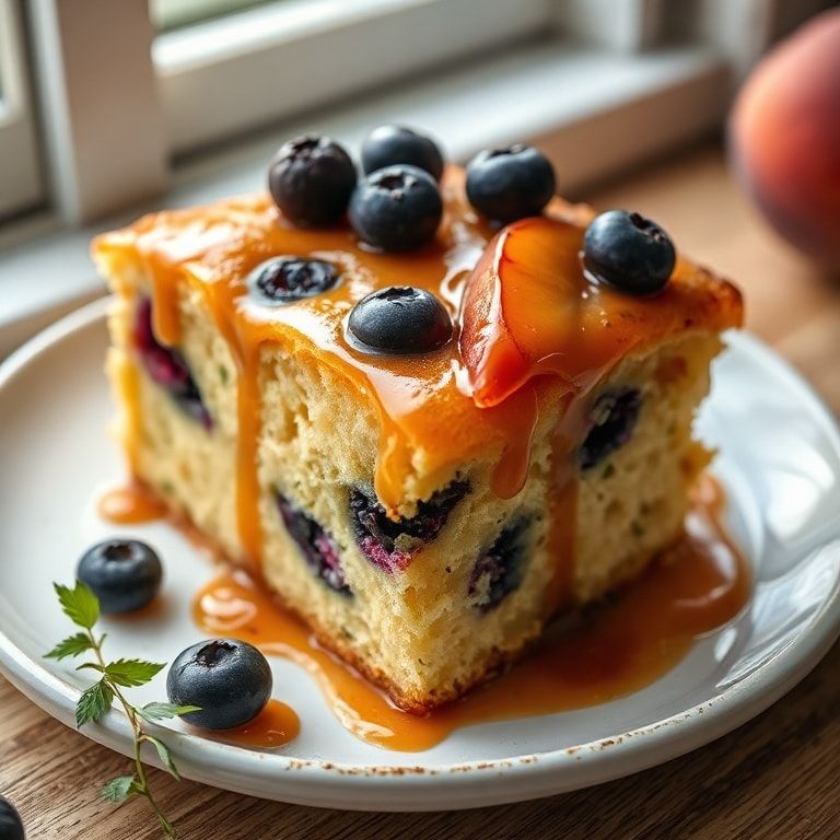 Easy Peach Blueberry Cake Recipe for Summer Baking: Fresh Fruit Cake Delight finished