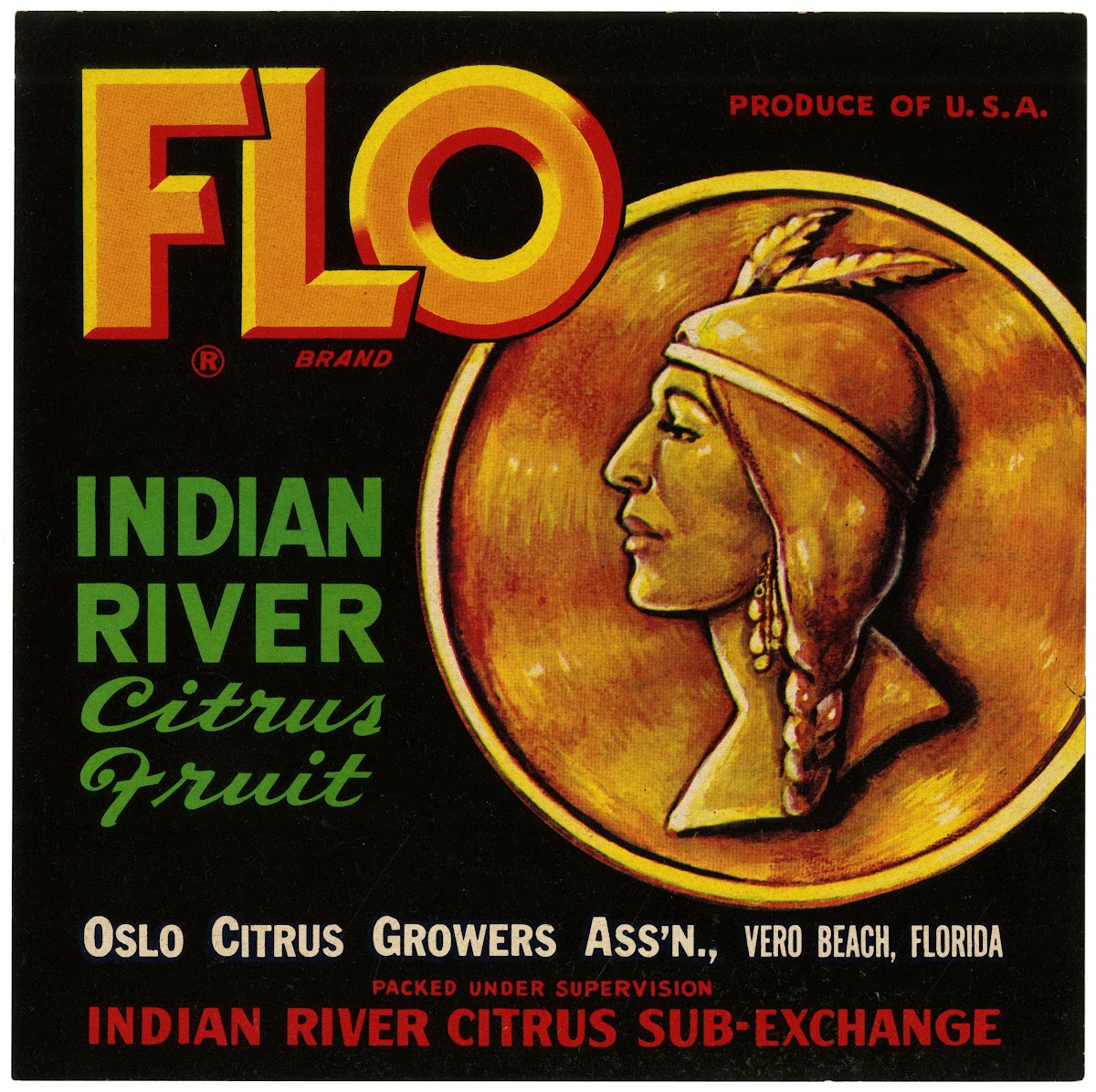 Flo Brand Citrus Label 1940s
