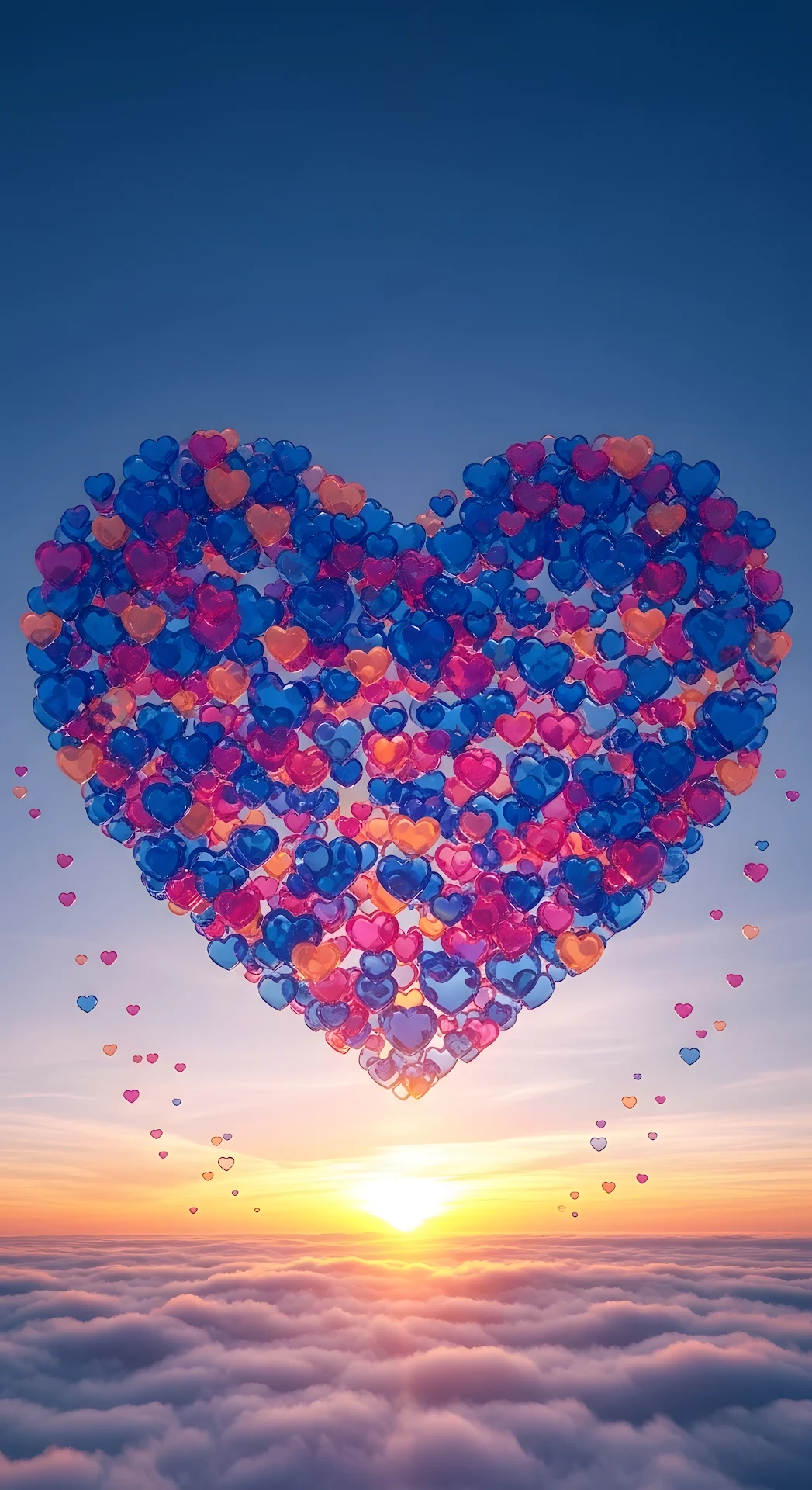 Vibrant Heart Shaped Cloud Formation Over Sunset Sky - Free 4K mobile Wallpaper