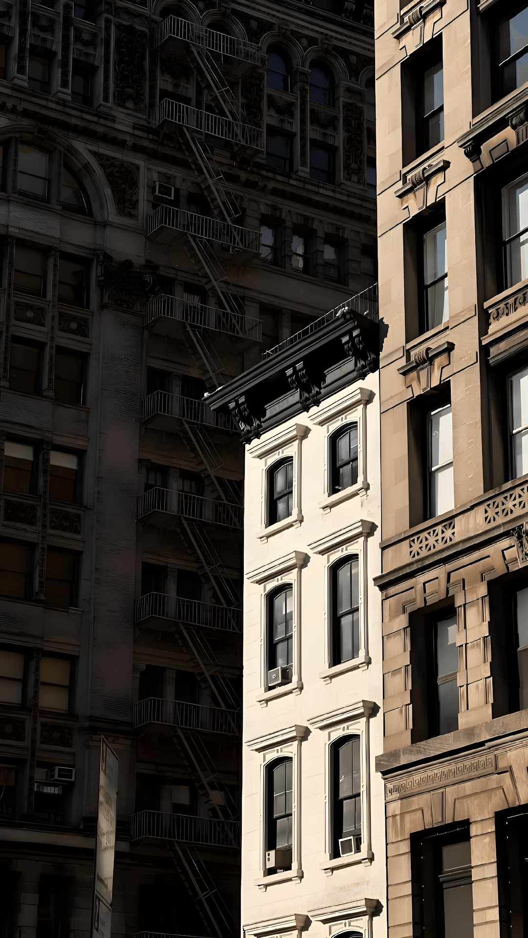 Dramatic City Architecture Facades Fire Escape New York Style - Free 4K mobile Wallpaper
