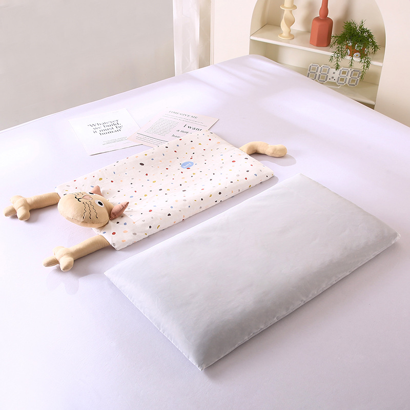 Cotton neck pillow filled with buckwheat, rectangular