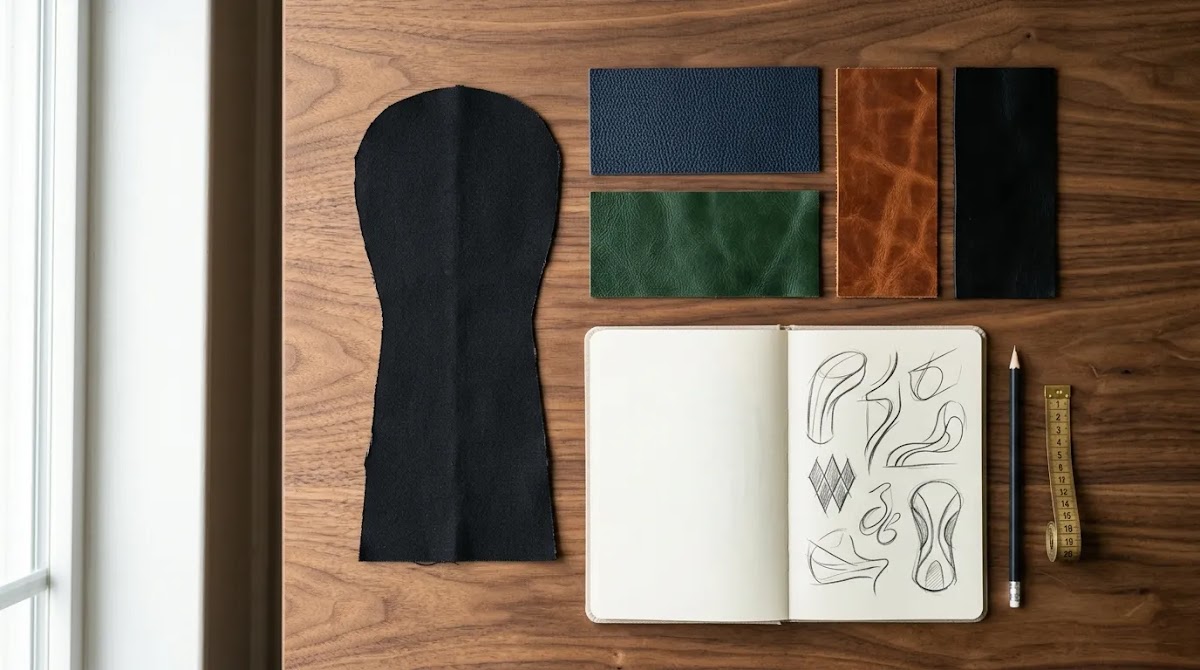 Custom driver cover planning with premium leather color and material swatches