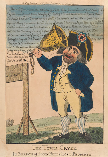 The Town Cryer in Search of John Bulls Lost Property 1797