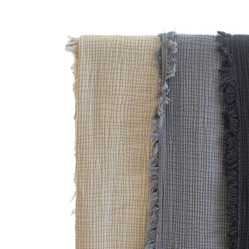 Cotton blanket layered, fringes, dual color
