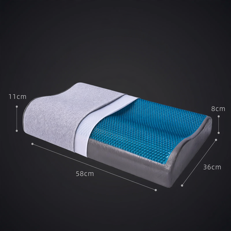 Gel pillow with memory foam, wave shape