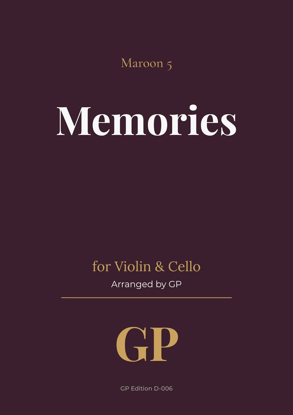 Memories – Maroon 5 | Violin & Cello Duo Sheet Music