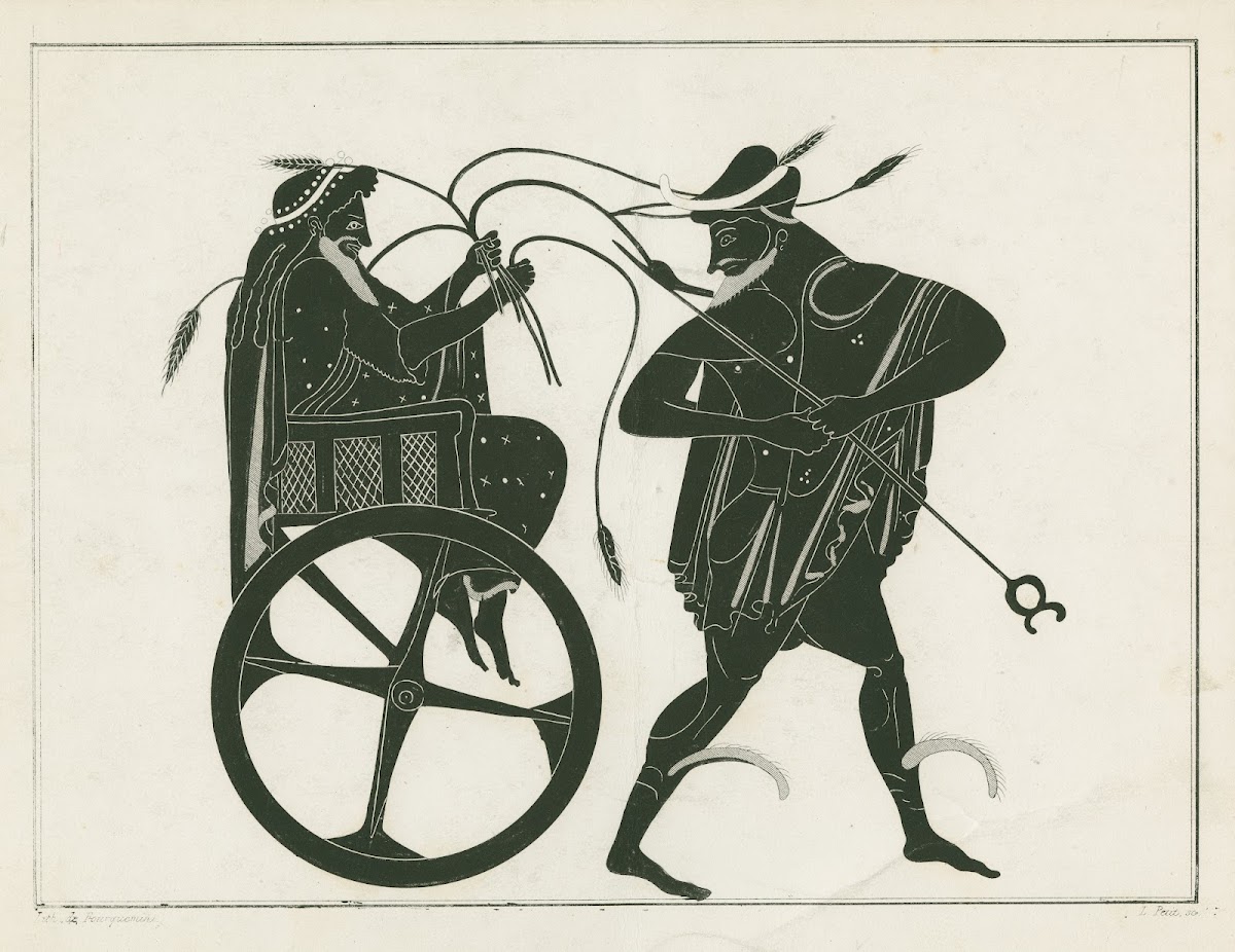 Triptolemus seated in chariot preceded by Hermes 1844   1861