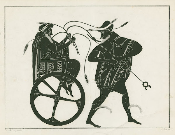 Triptolemus seated in chariot preceded by Hermes 1844   1861