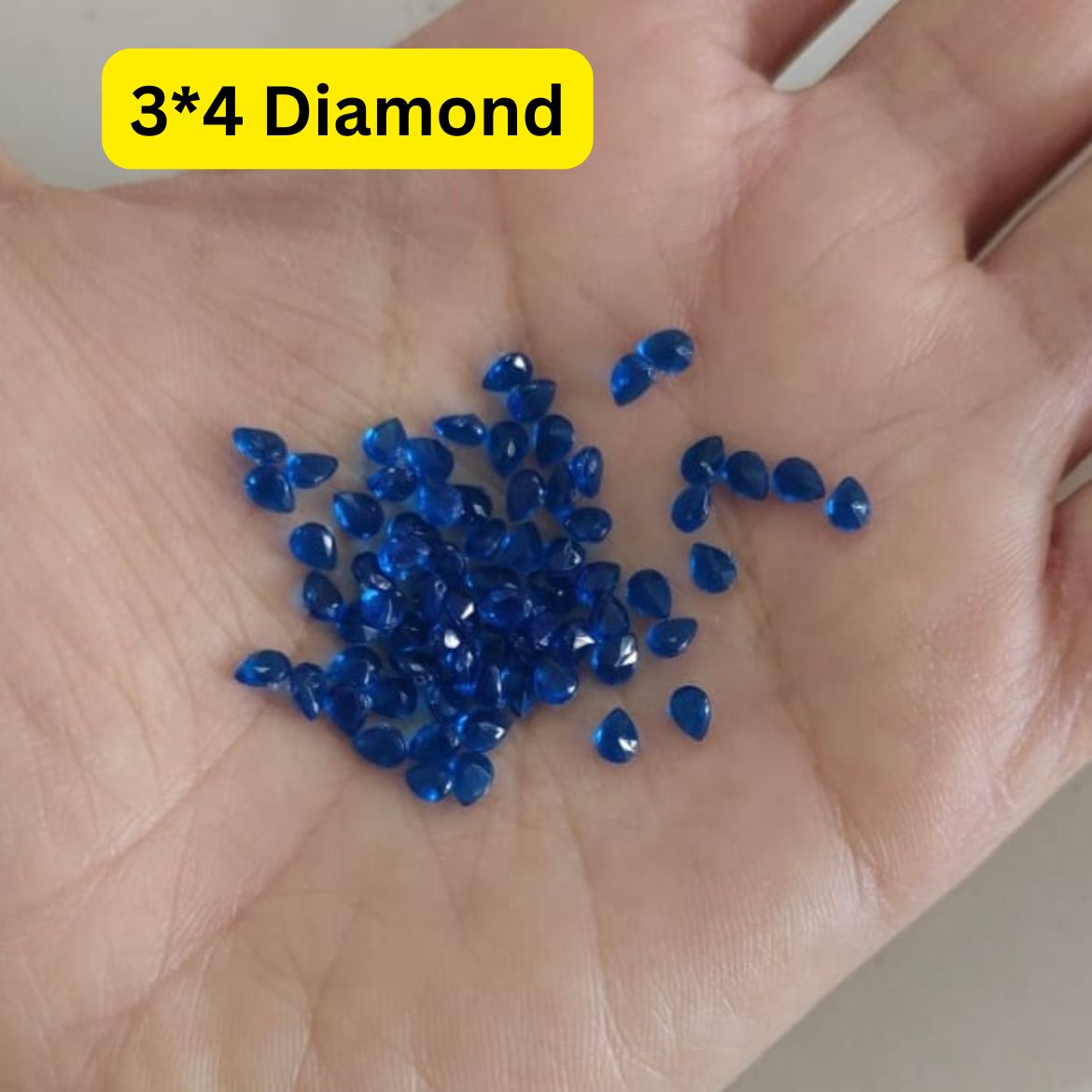 Small Flower Blue 3*4 Trans diamond  Tilak (pack of 50)
