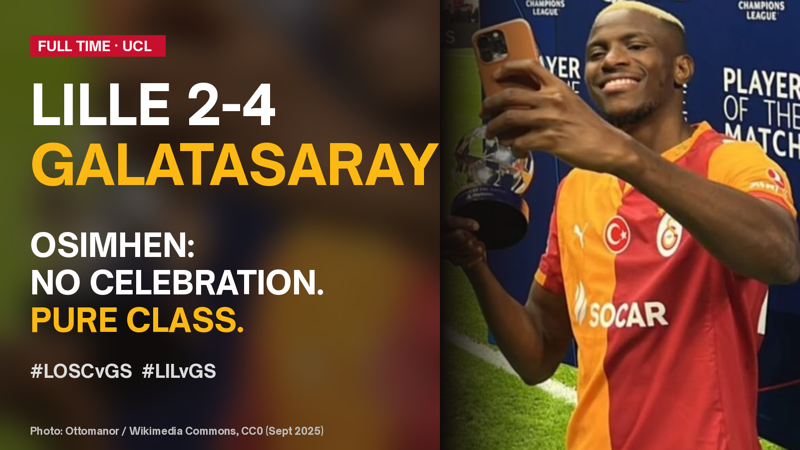 Victor Osimhen in Galatasaray colours (file photo, 30 Sept 2025)