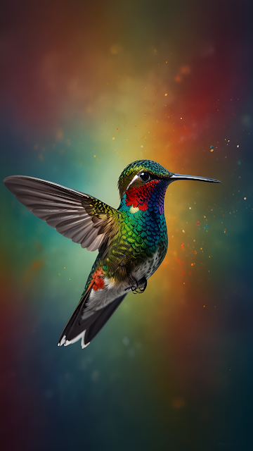 Vibrant Hummingbird Rainbow Bokeh Background - Free mobile Wallpaper
