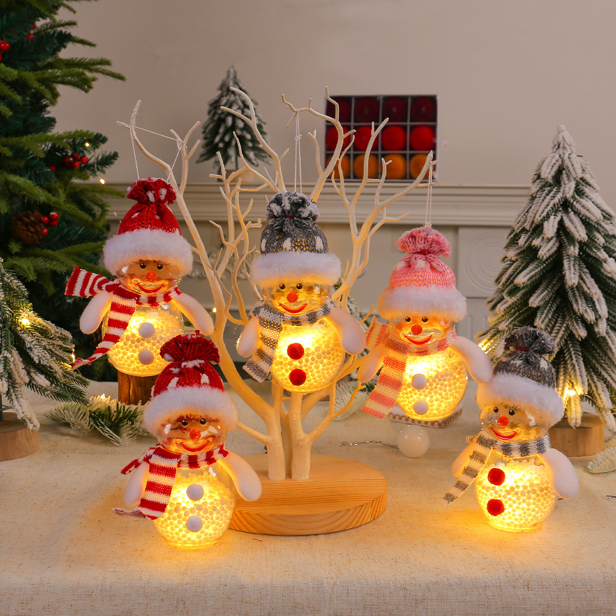 Glowing Snowman Figure with Light for Christmas