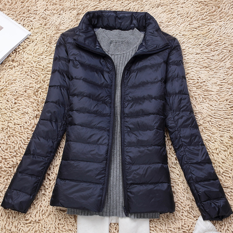 Women's down jacket, lightweight, stand-up collar