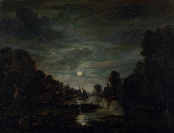 River Landscape in Moonlight ca 164555