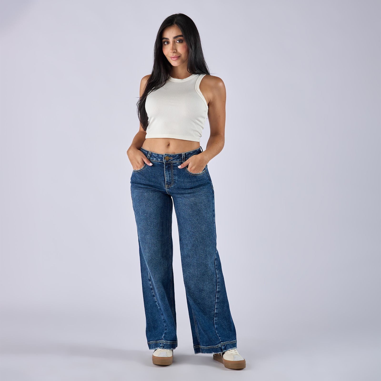 Jean wide leg tiro medio