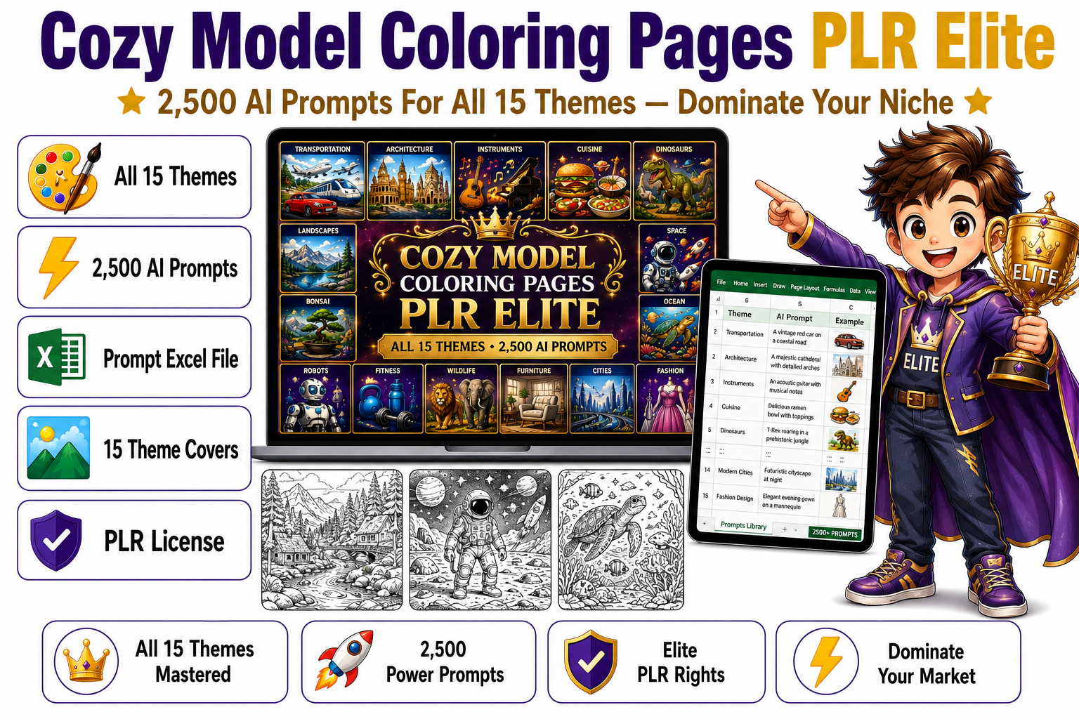 Cozy Model Coloring Pages PLR Elite Banner